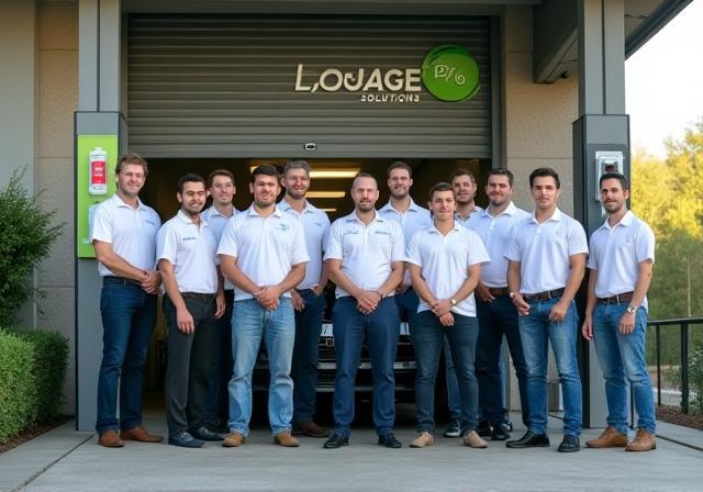 Équipe LavagePro Solutions devant une station de lavage moderne